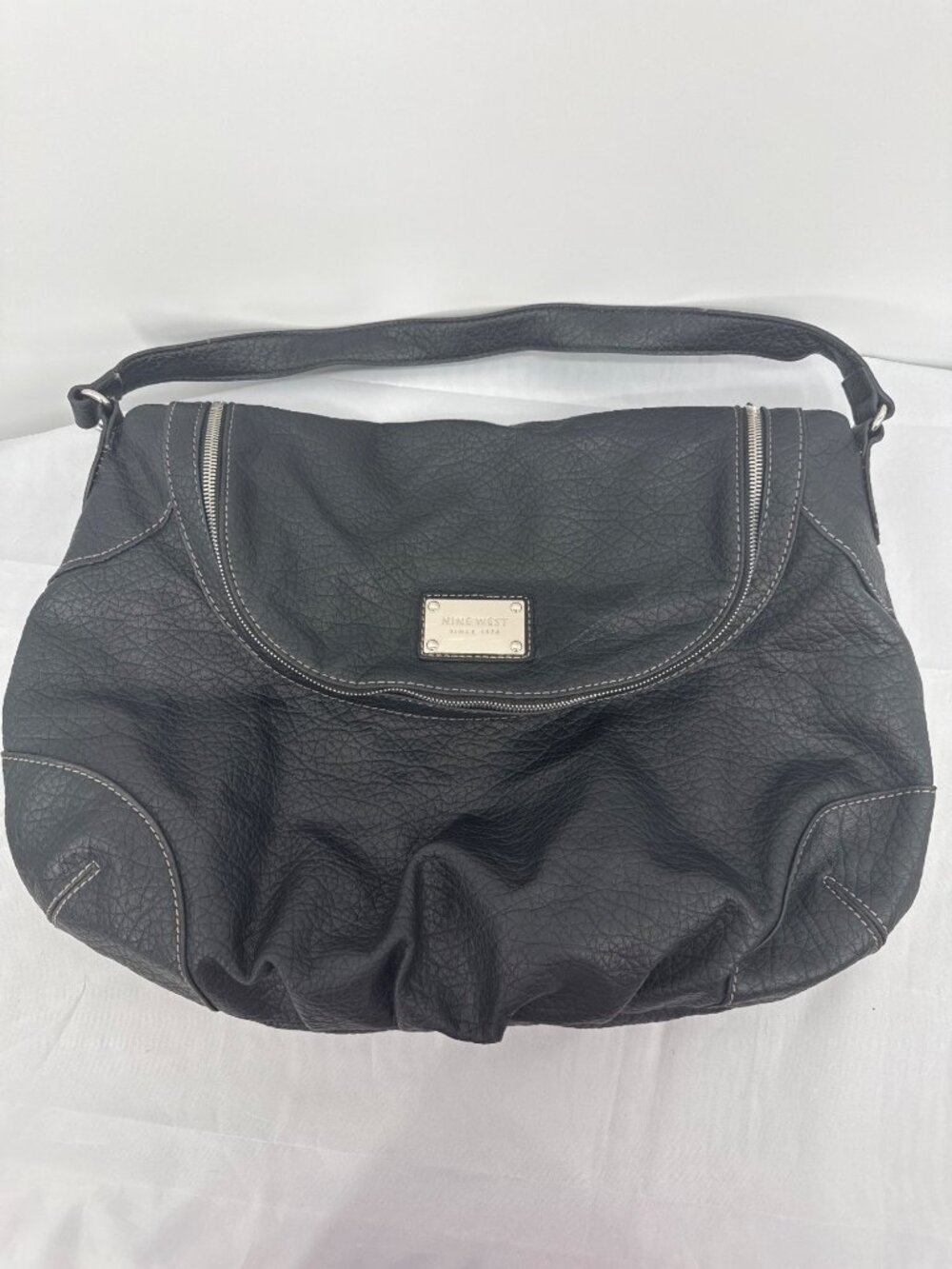 Nine West Black Caravan Hobo Bag Vintage Slouched Y2K Goth Grunge Shoulder Purse